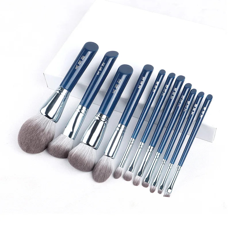 Cardie B MyDestiny Azure Blue 11pcs Makeup Brush Set&Kit  Super Soft Fiber, High Quality Face&Eye Foundation Eyeshadow  Powder Brush