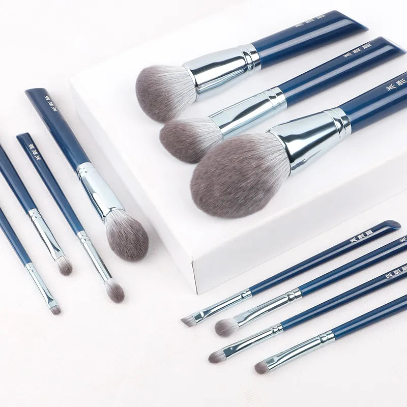 Cardie B MyDestiny Azure Blue 11pcs Makeup Brush Set&Kit  Super Soft Fiber, High Quality Face&Eye Foundation Eyeshadow  Powder Brush